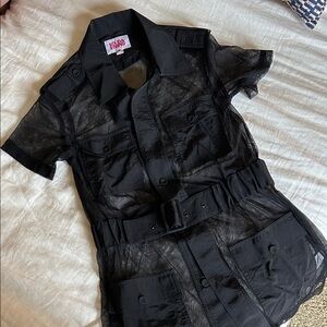 SOLID & STRIPED Sheer Button-Up swim cover up Shirt Dress